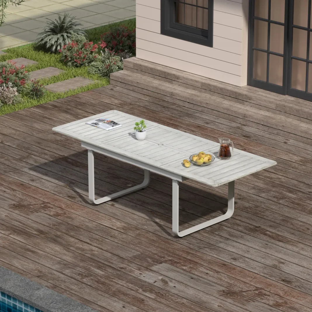 Expandable Outdoor Dining Table with U-Shape Legs Expandable Outdoor Dining Table with U-Shape Legs